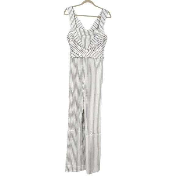 Foxiedox Sappho Jumpsuit Wide Leg White White Stripe Women’s Size Large NWT - Picture 2 of 11